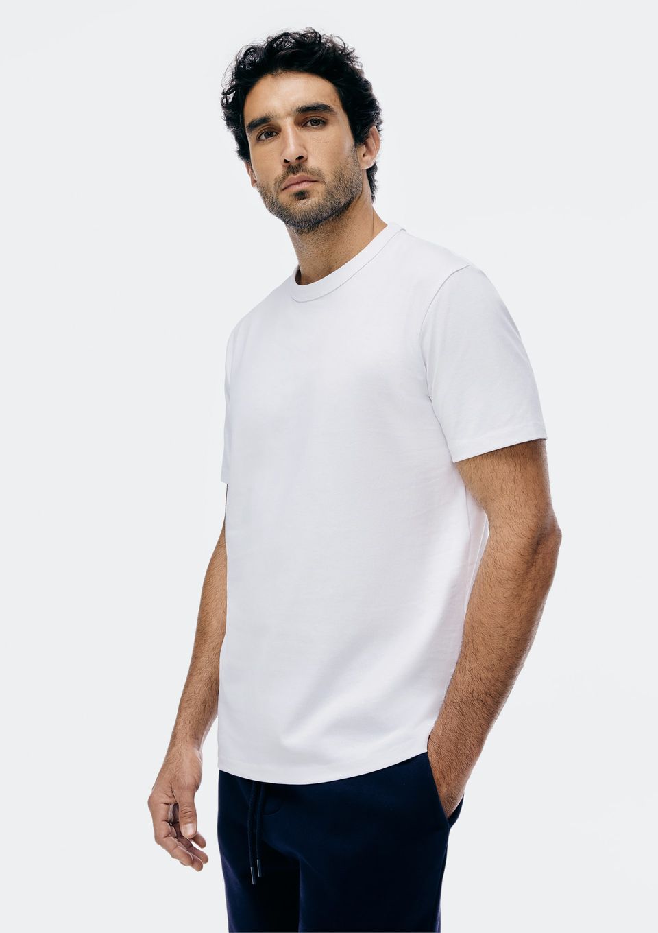 Camiseta Básica Masculina Areia em Algodão Peruano - Branco