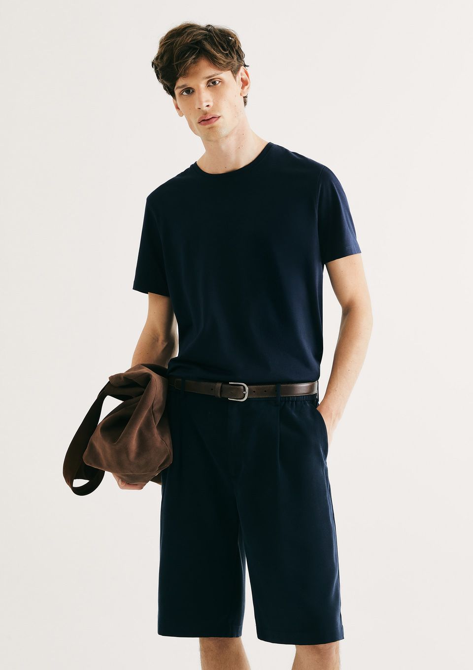 Camiseta Básica Masculina Manga Curta Pima - Azul