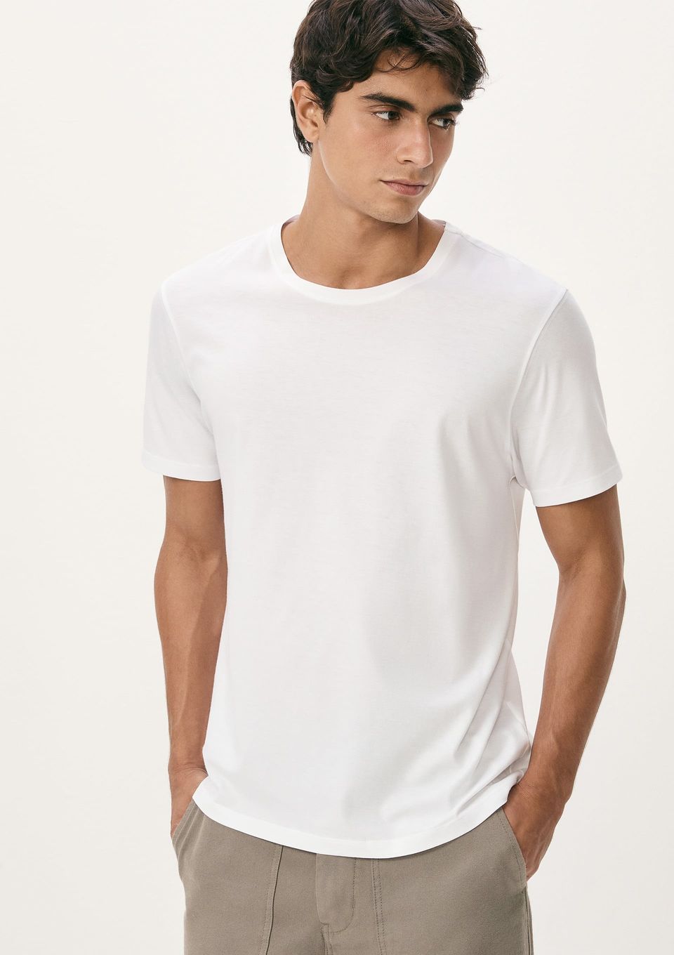 Camiseta Básica Masculina Manga Curta Pima - Branco