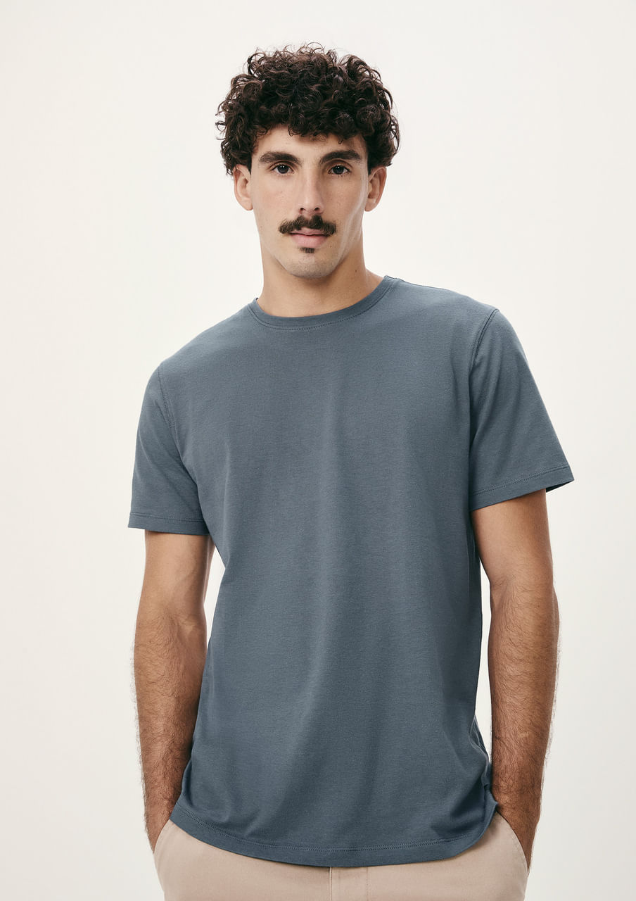 Camiseta Básica Masculina Manga Curta Pima - Azul