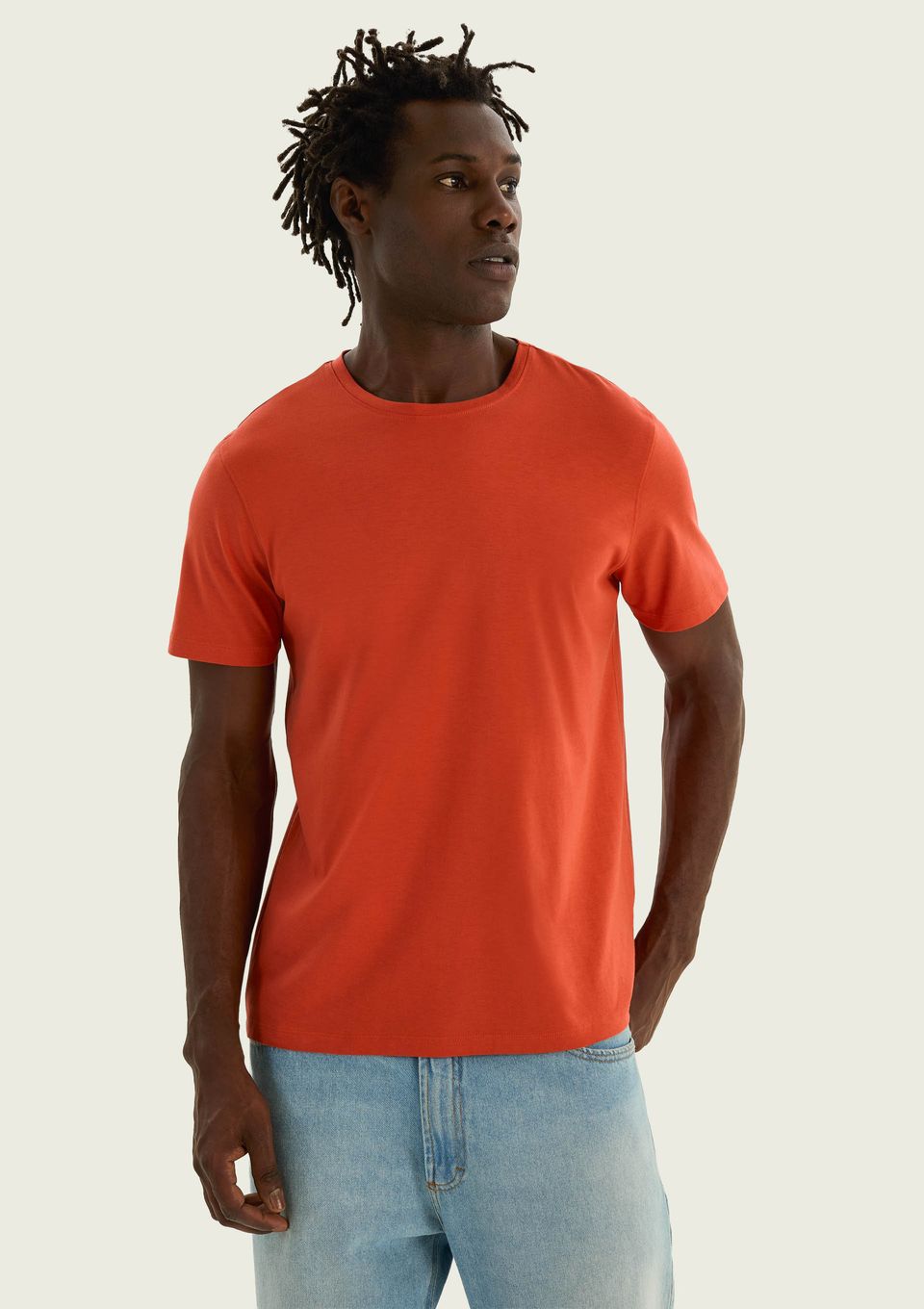 Camiseta Básica Masculina Manga Curta Pima - Laranja