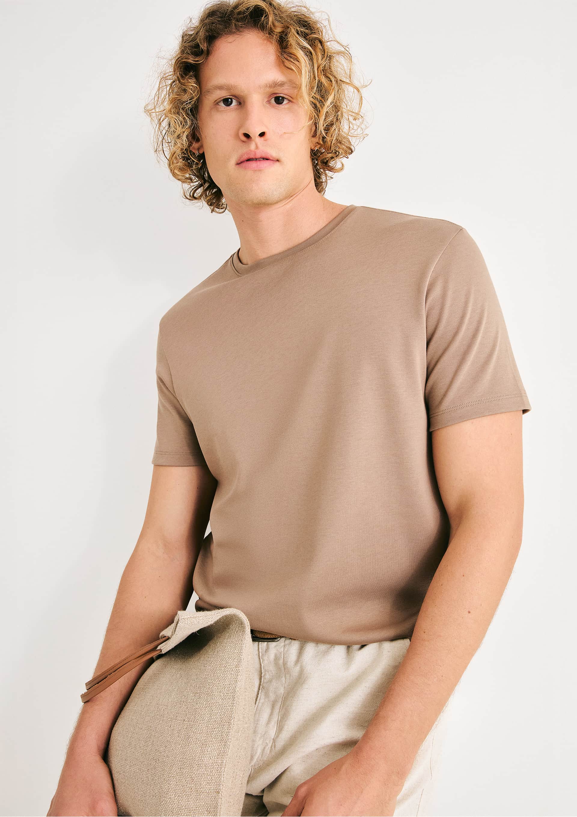 Camiseta Masculina Manga Curta Super Cotton Pima - Marrom — Hering