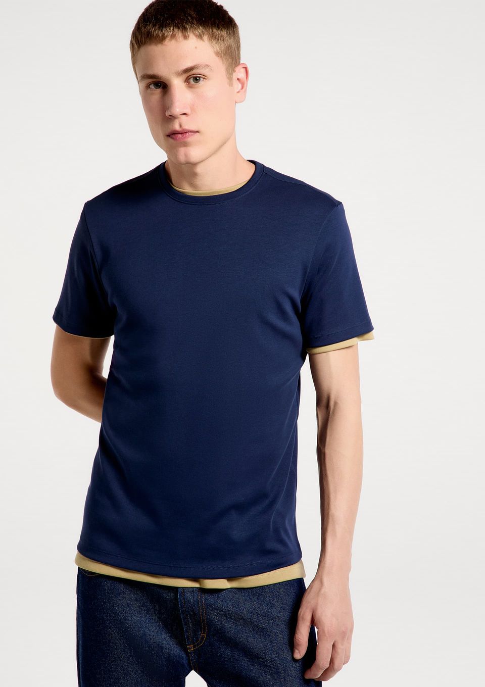 Camiseta Masculina Manga Curta Super Cotton Pima - Azul