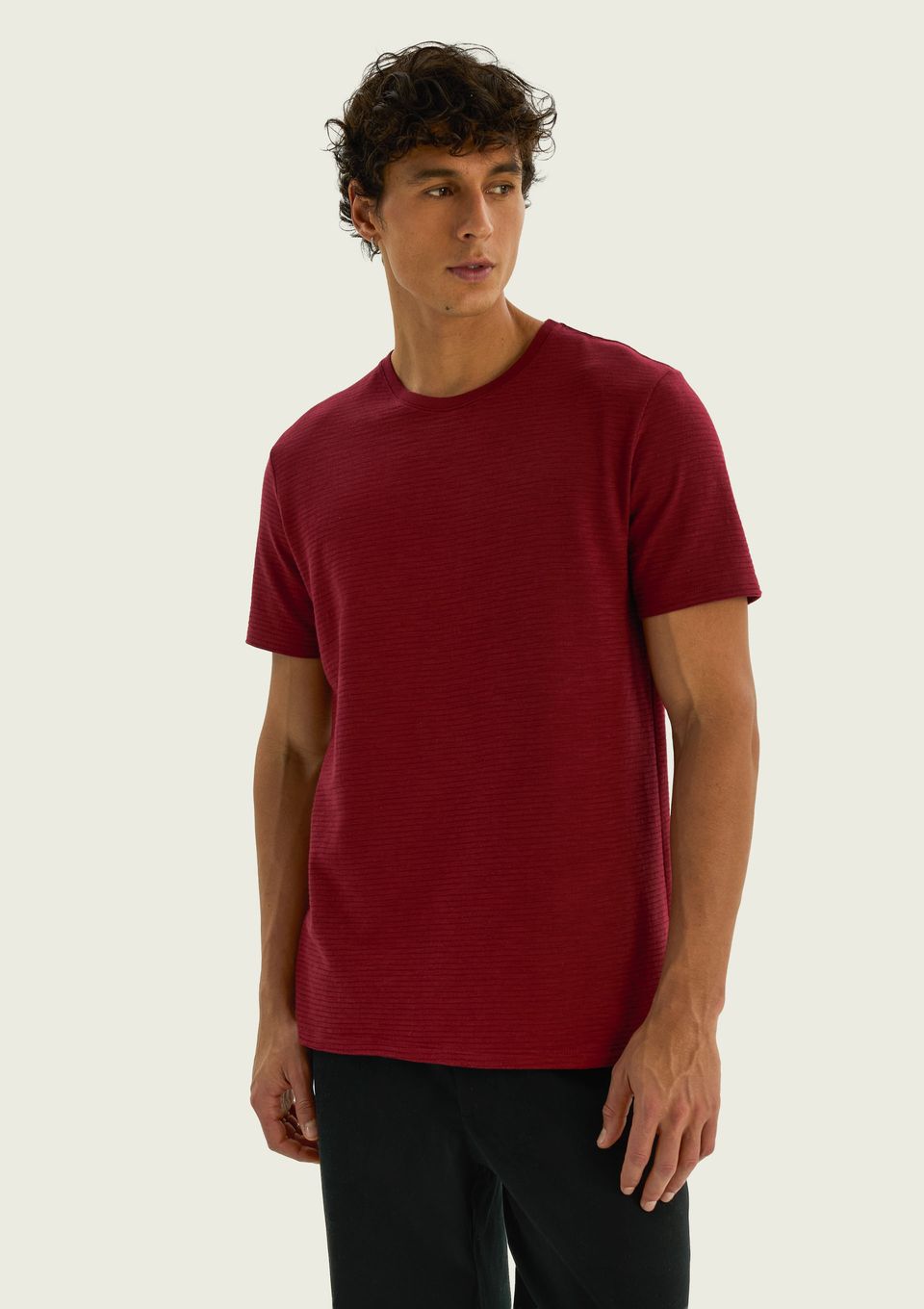 Camiseta Masculina Texturizada Regular - Vermelho