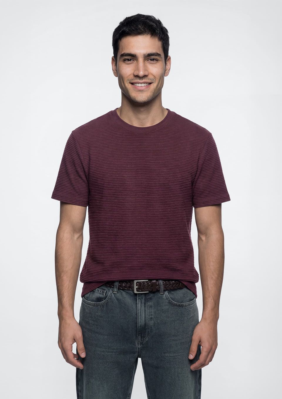 Camiseta Masculina Texturizada Regular - Vermelho