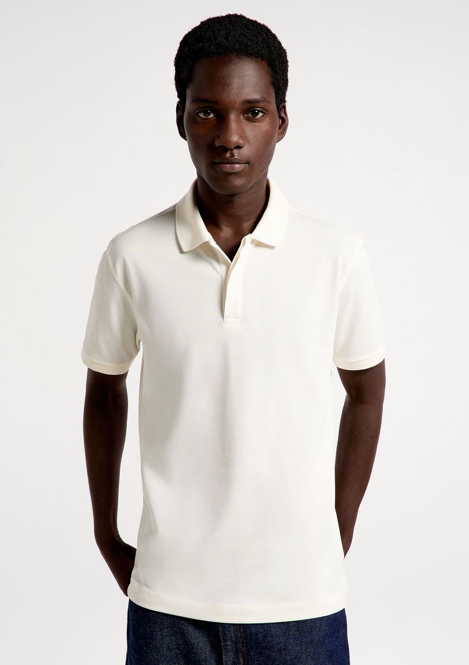 Camisa Polo Masculina em Piquet Pima - Off White