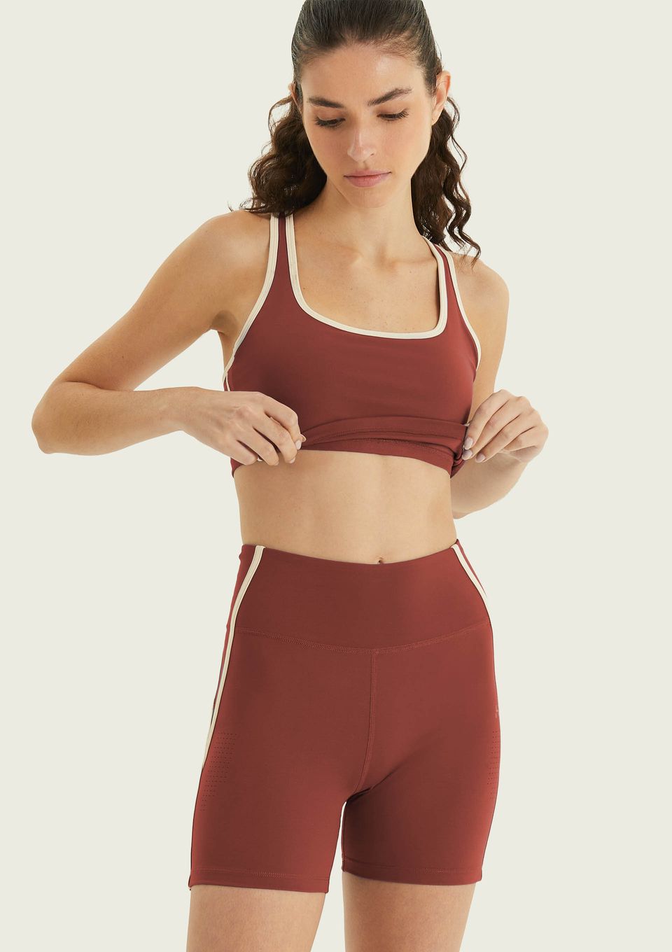 Top Esportivo Bicolor Corte À Laser - Terracota