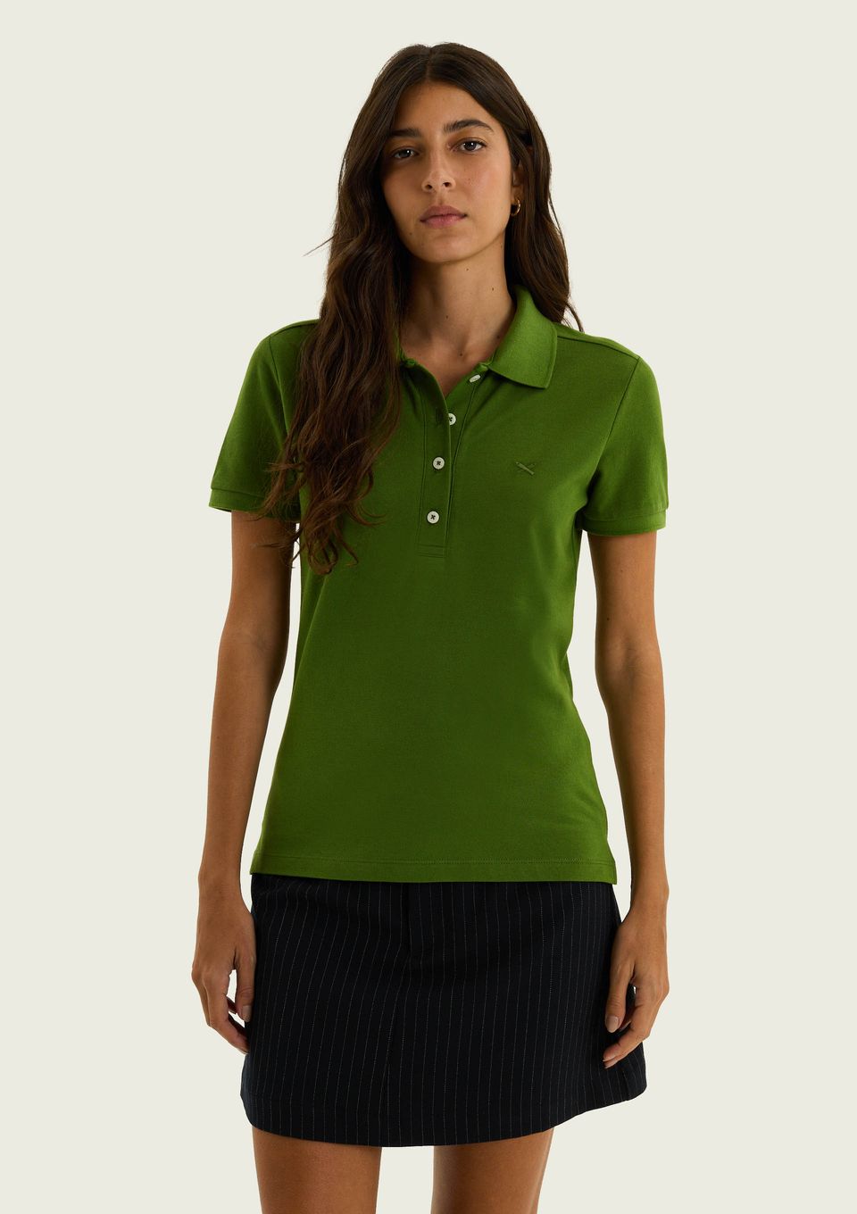 Polo Feminina Bordada em Malha Piquet - Verde