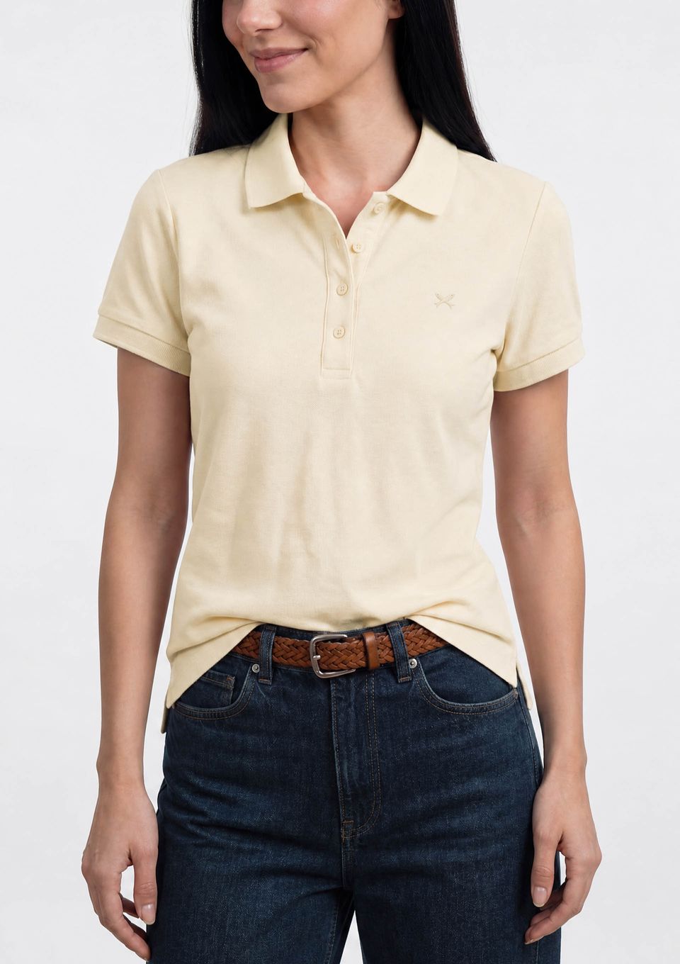 Polo Feminina Bordada em Malha Piquet - Amarelo