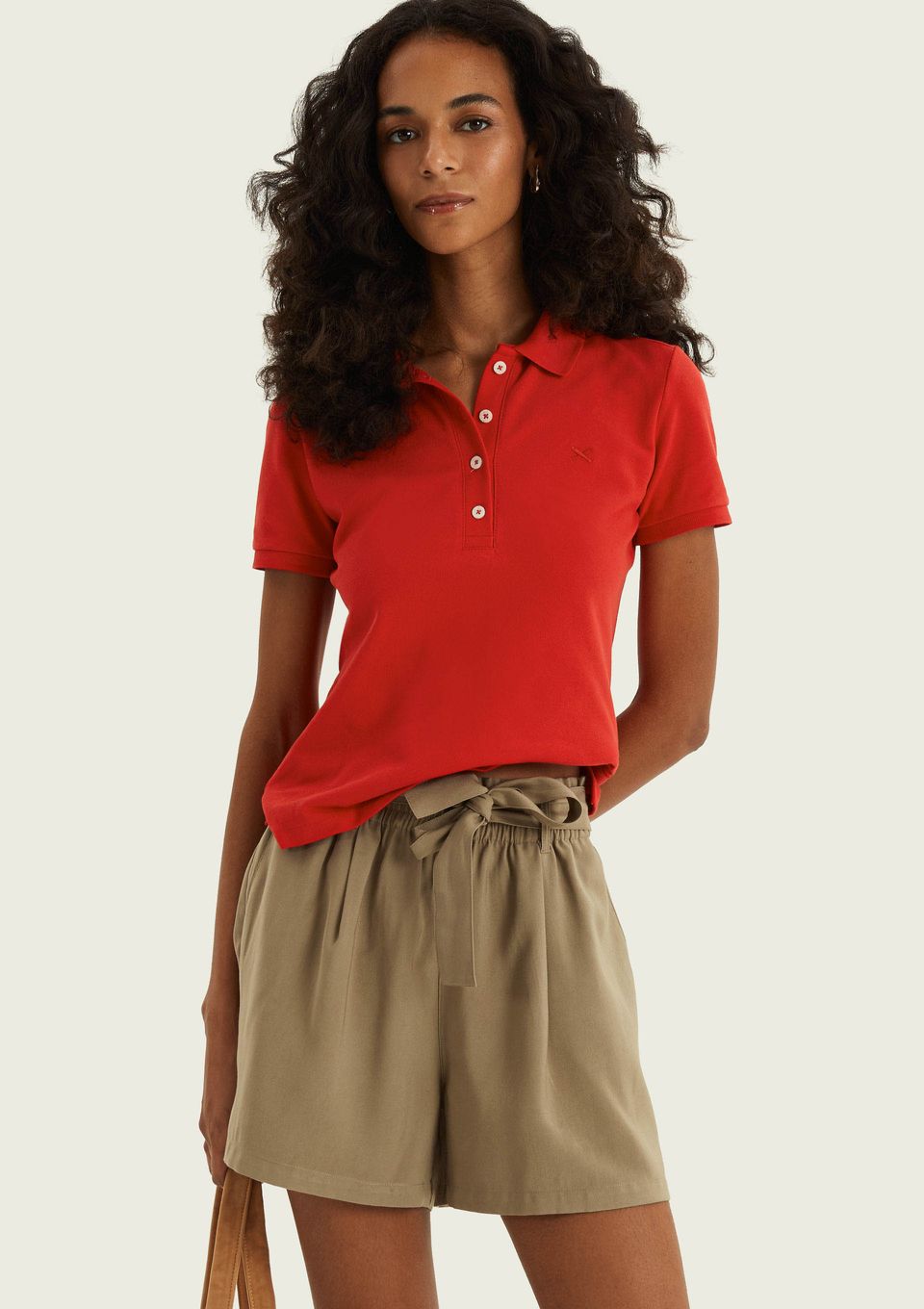 Polo Feminina Bordada em Malha Piquet - Vermelho