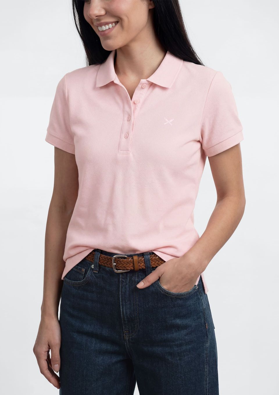 Polo Feminina Bordada em Malha Piquet - Rosa