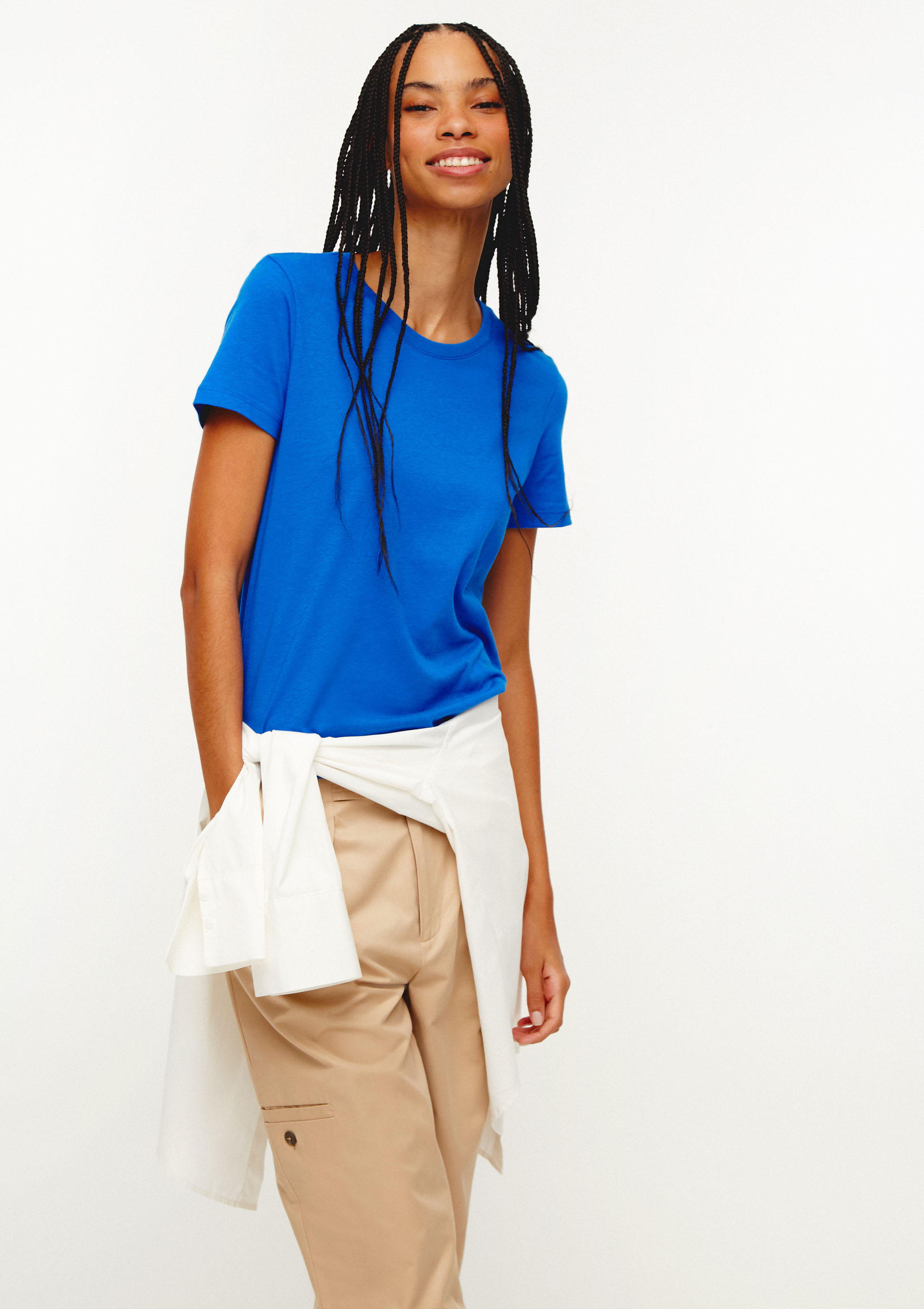 Camiseta Básica Feminina Slim World - Azul