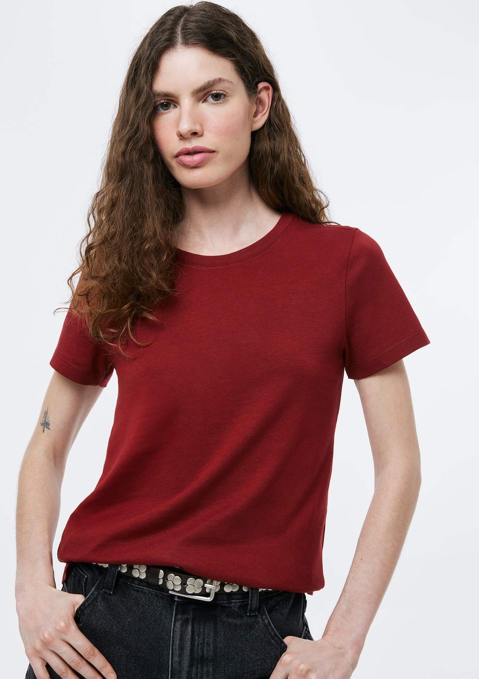 Camiseta Básica Feminina Slim World - Vermelho
