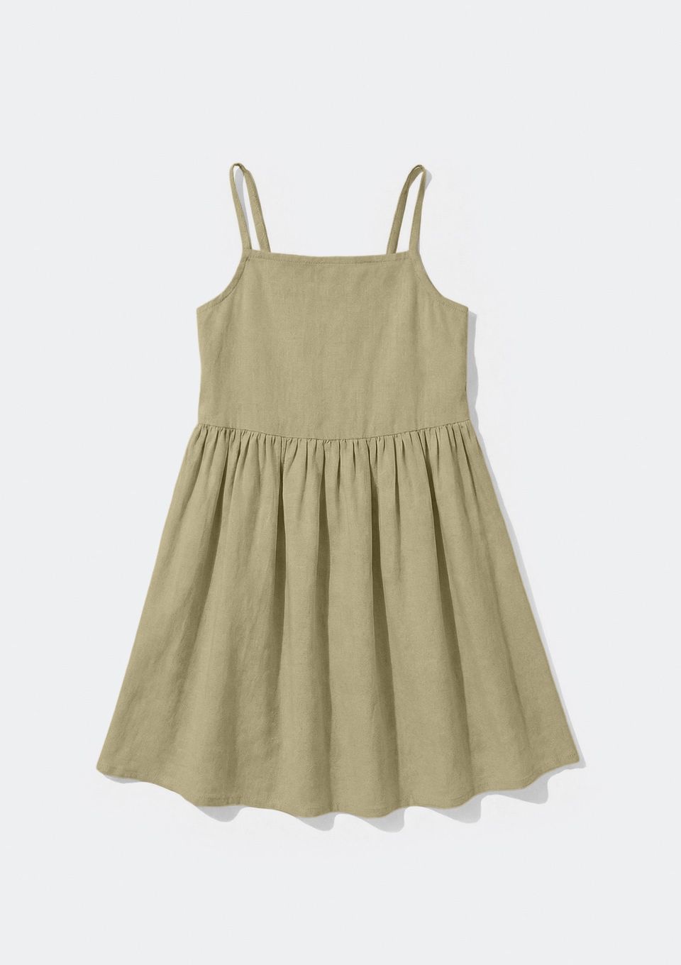 Vestido Infantil Alças Finas em Viscolinho - Verde