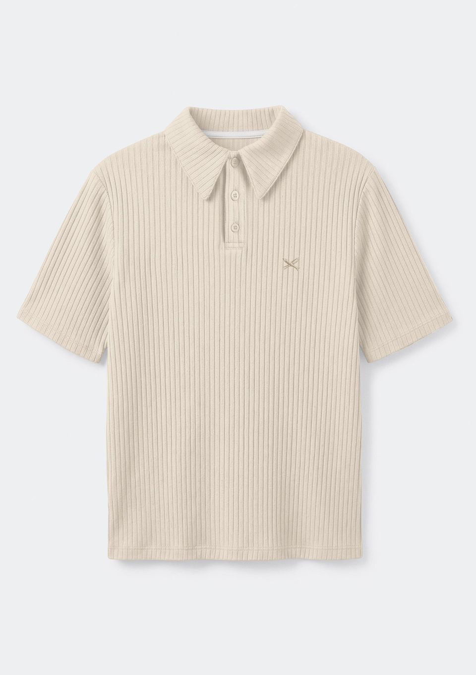 Polo Infantil Menino Manga Curta em Tricô Leve - Off White