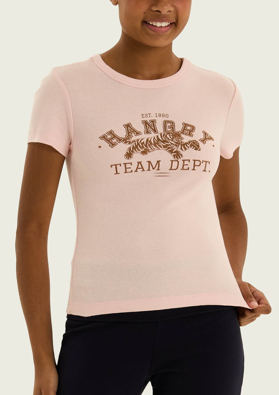 Camiseta Teen Manga Curta com Estampa - Rosa