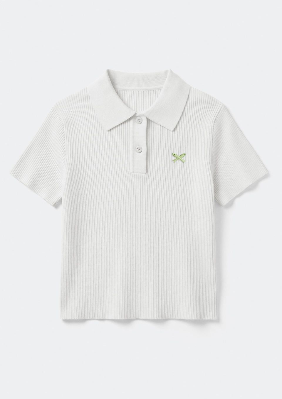 Polo Infantil Menina Manga Curta em Tricô Leve - Off White