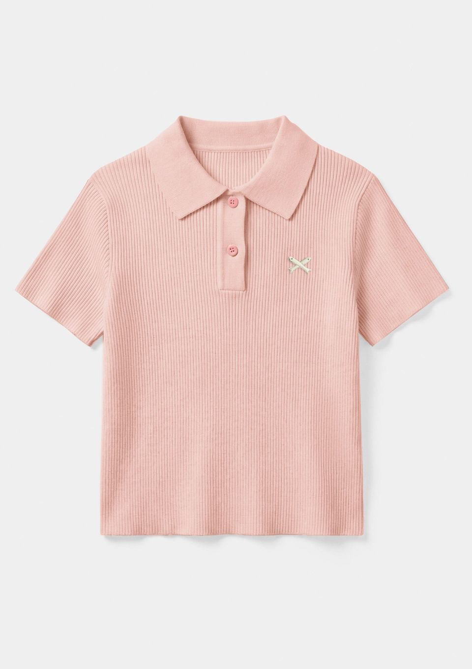 Polo Infantil Menina Manga Curta em Tricô Leve - Rosa