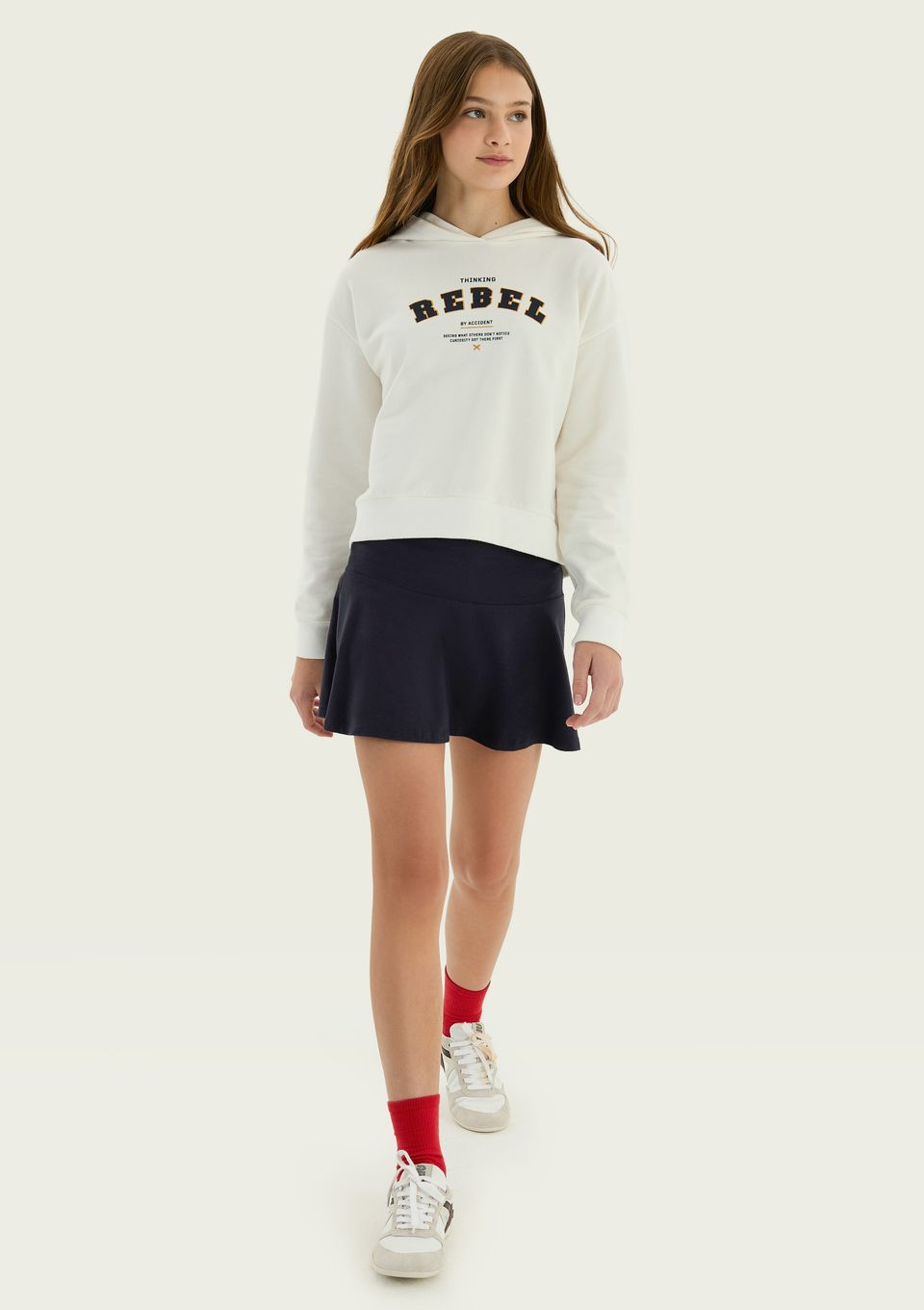 Shorts Saia Teen Evasê em Malha - Azul