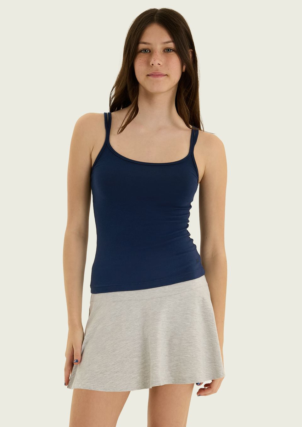 Regata Teen Alças Finas com Elastano - Azul