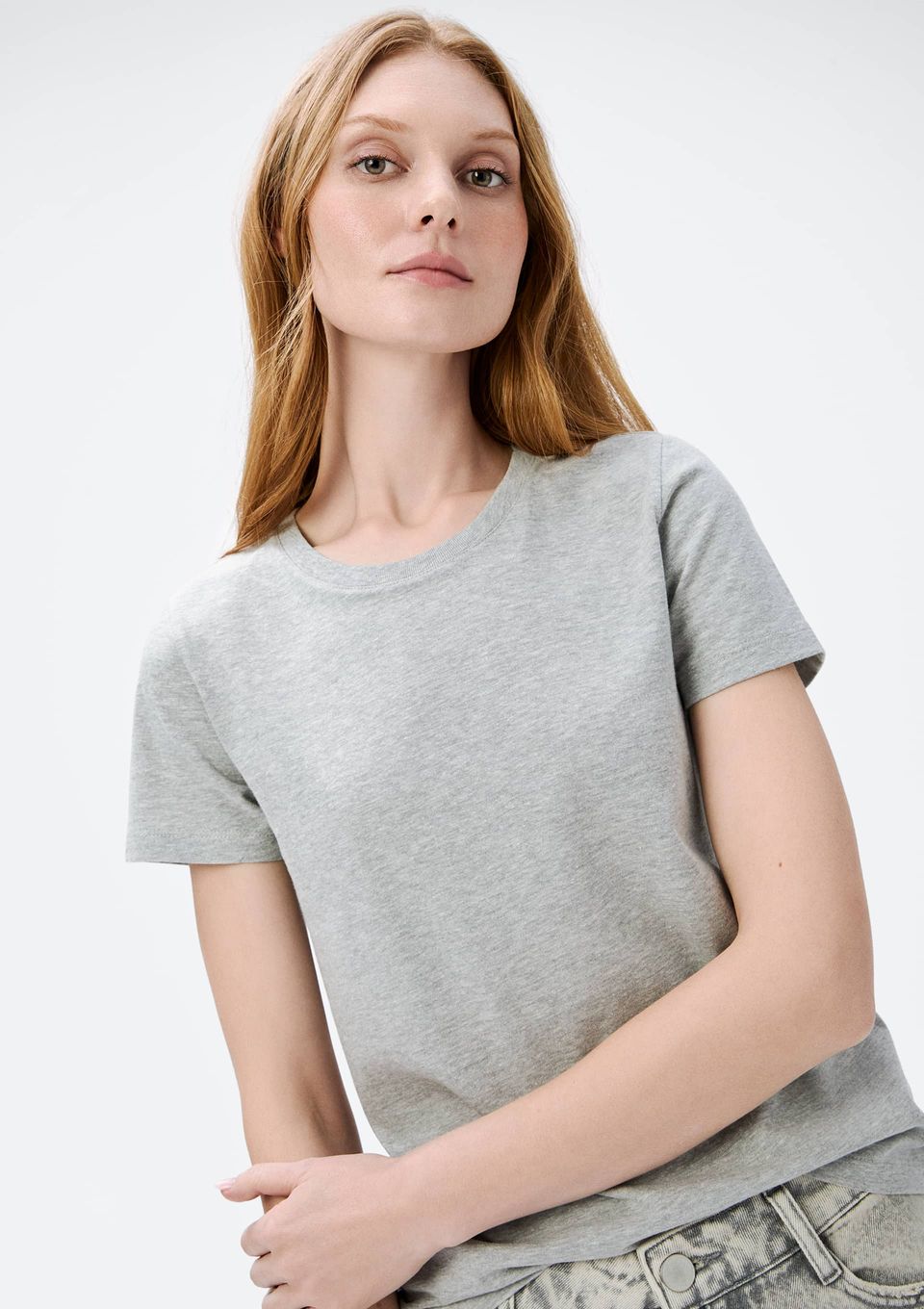 Camiseta Básica Feminina Slim World - Cinza