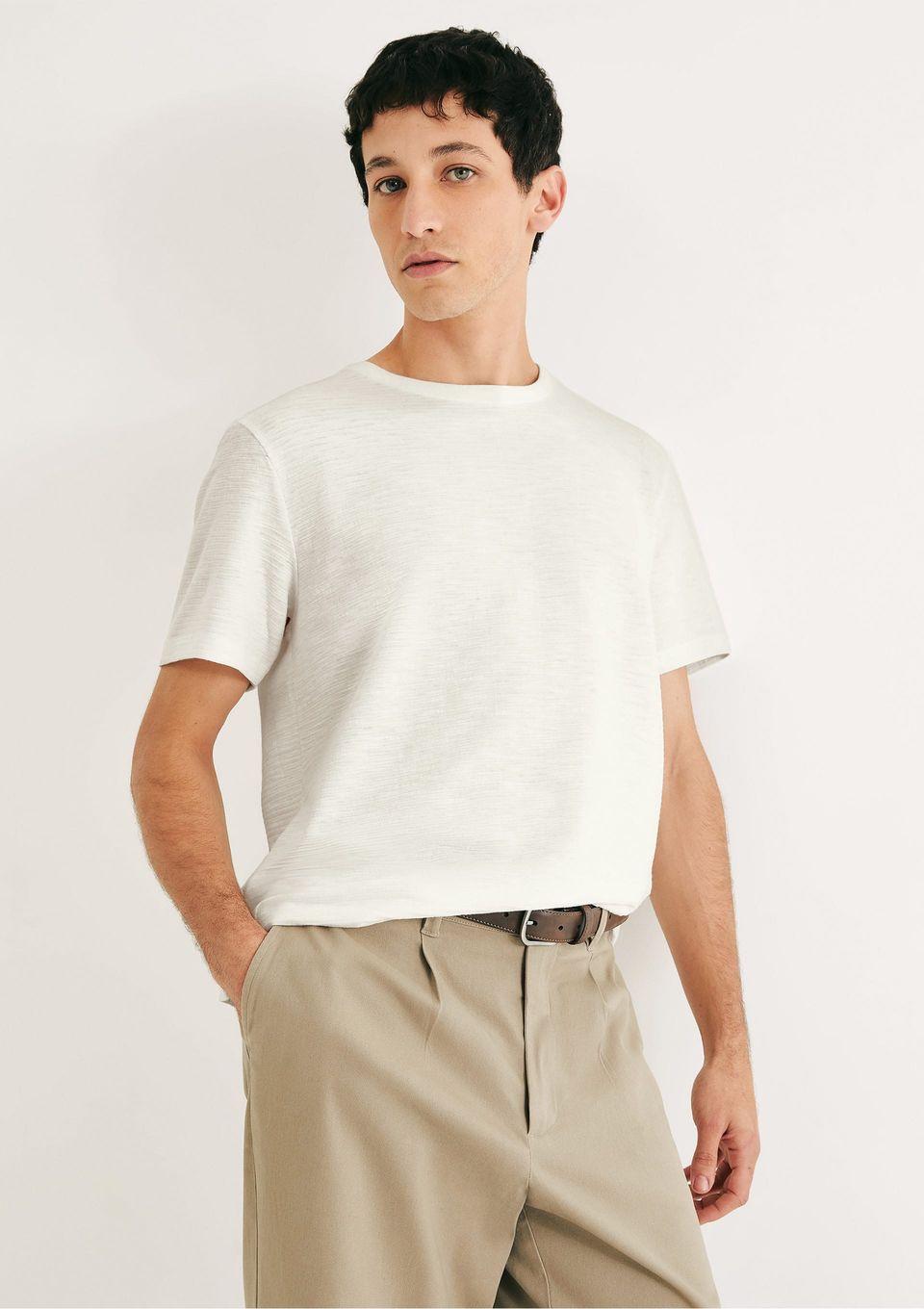 Camiseta Masculina Texturizada Regular - Off White