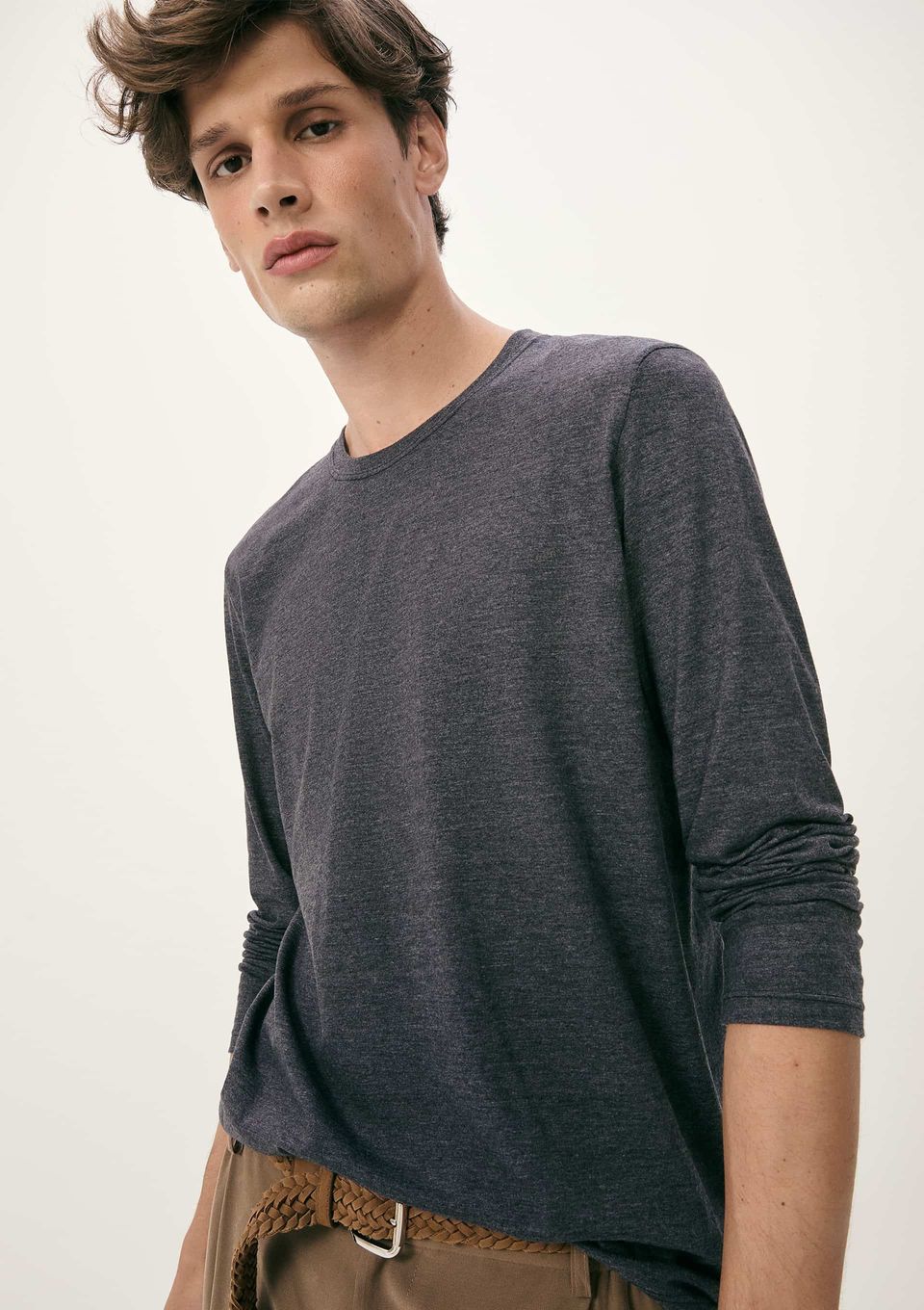 Camiseta Básica Masculina Manga Longa World - Cinza