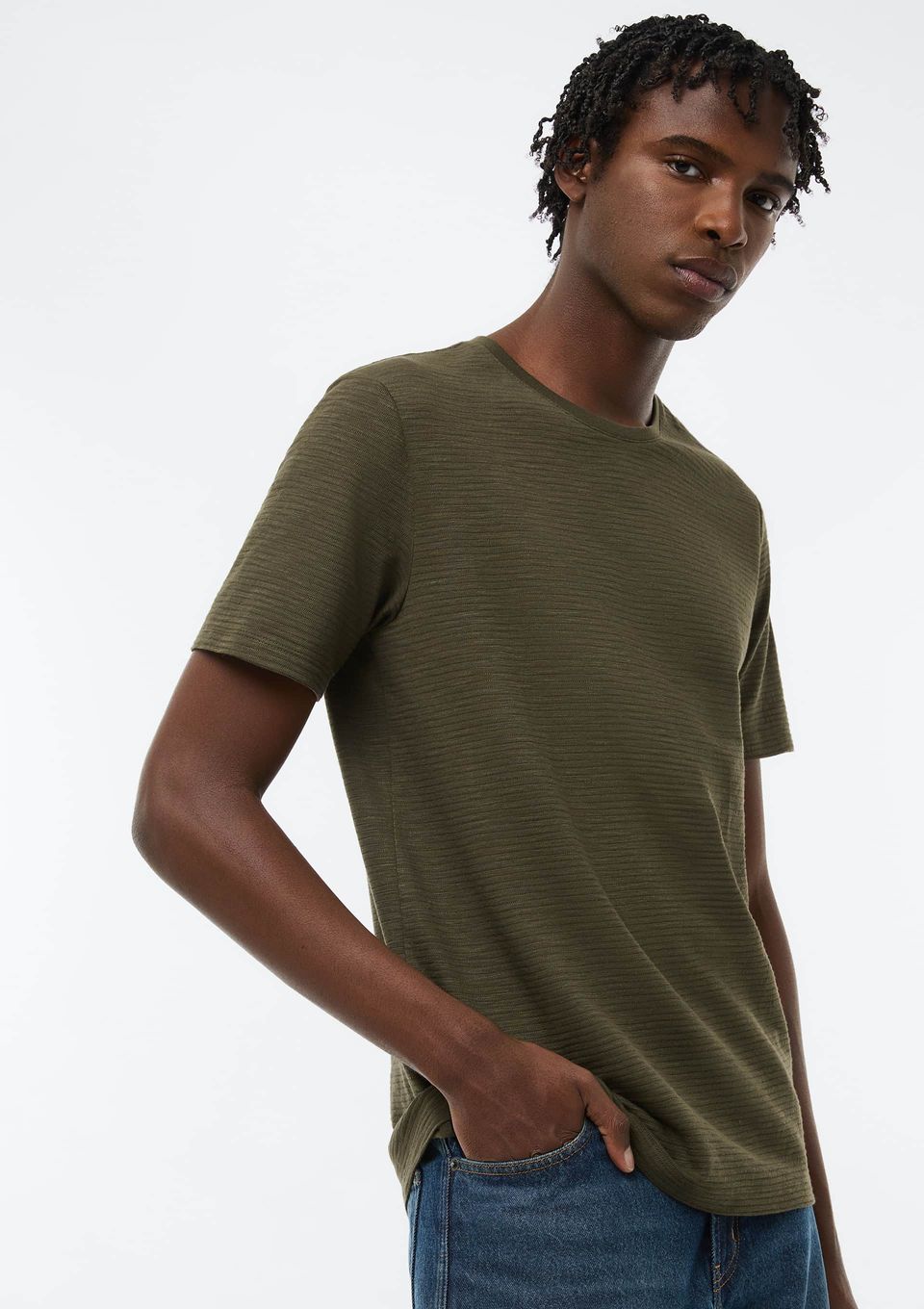 Camiseta Masculina Texturizada Regular - Verde