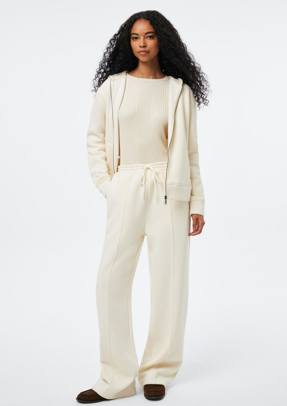 Calça Feminina Pantalona  em Moletom - Off White