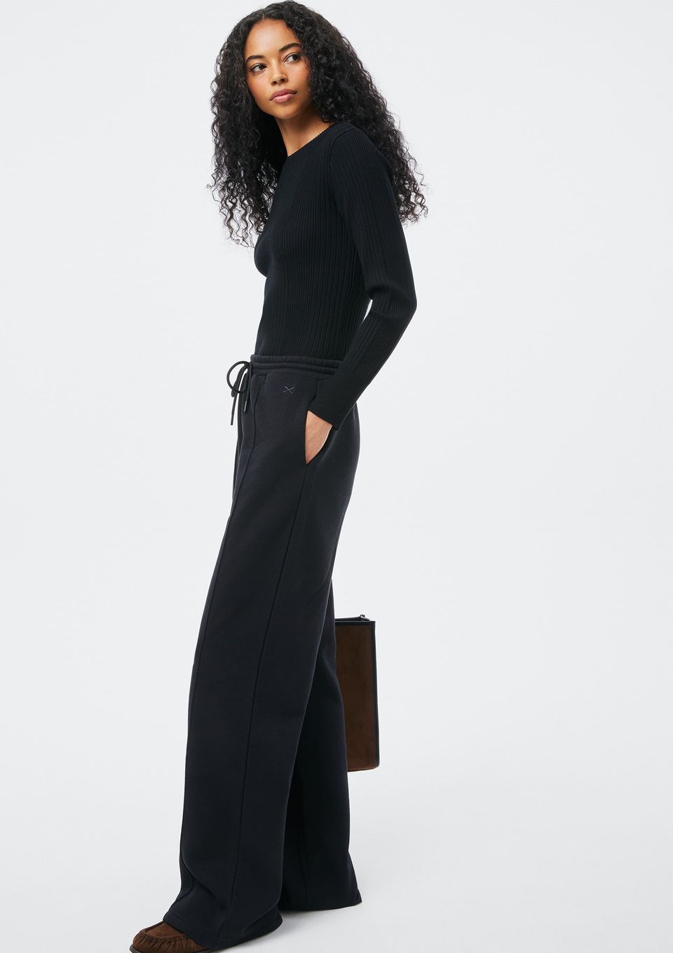 Calça Feminina Pantalona em Moletom - Preto