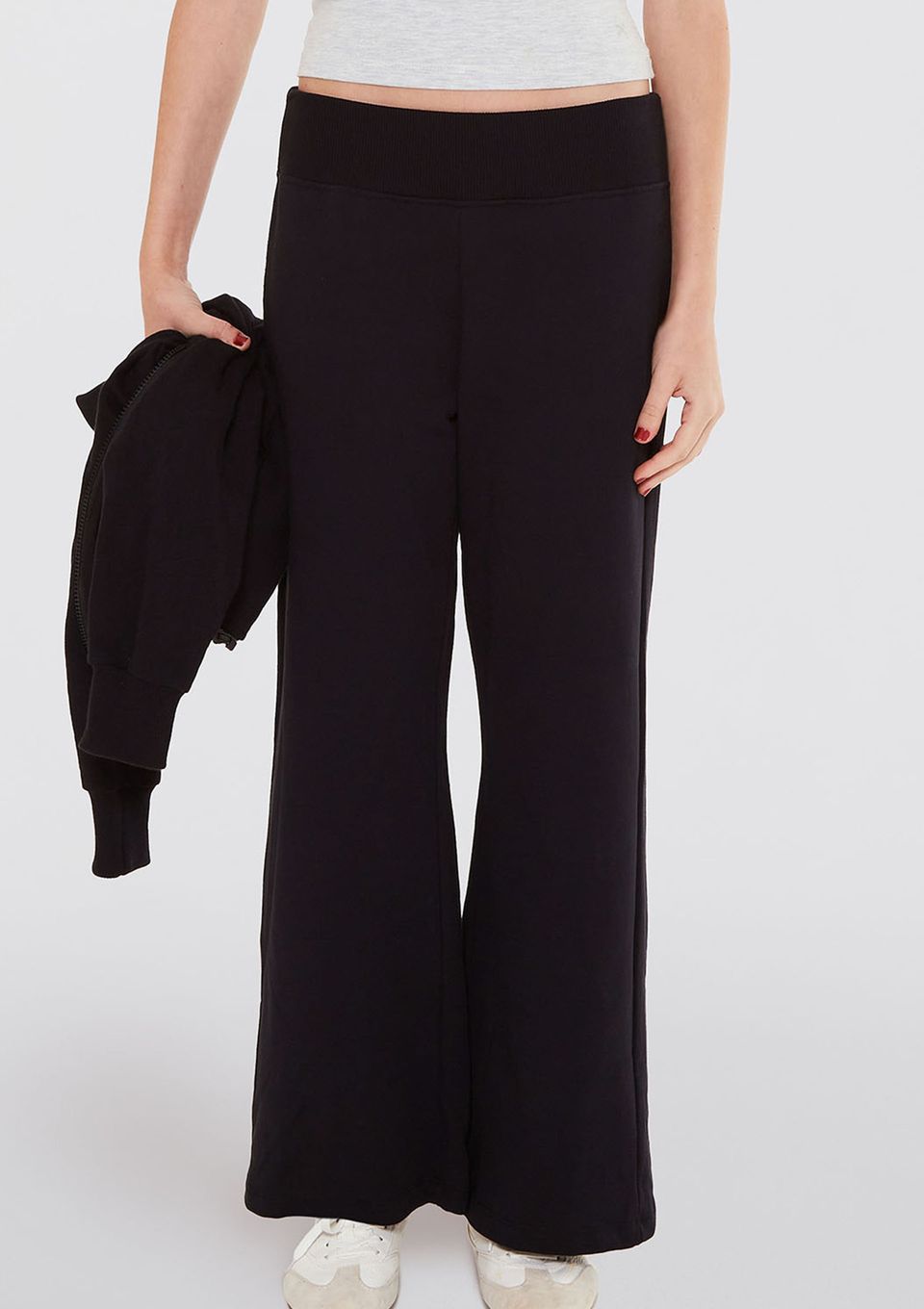 Calça Teen Flare Cós Alto com Bordado - Preto
