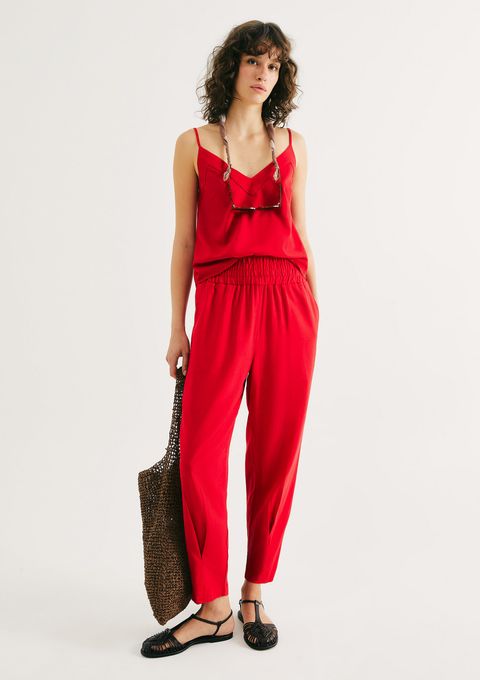 Calça Feminina Slouchy Cintura Alta com Linho - Vermelho — Hering