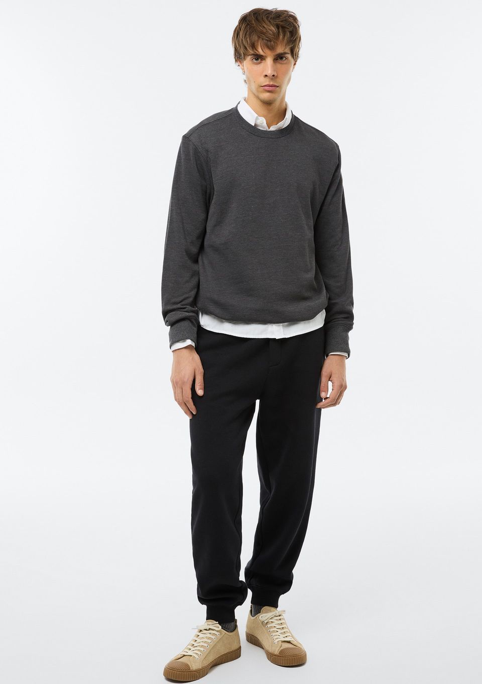 Calça Básica Masculina Jogger em Moletom Peluciado - Preto
