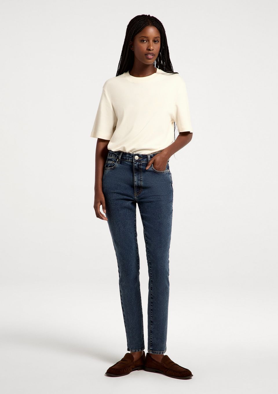 Calça Jeans Feminina Skinny Cintura Média - Azul