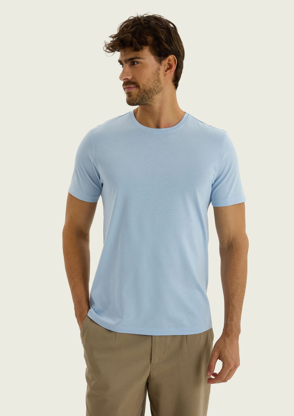 Camiseta Básica Masculina Manga Curta Pima - Azul