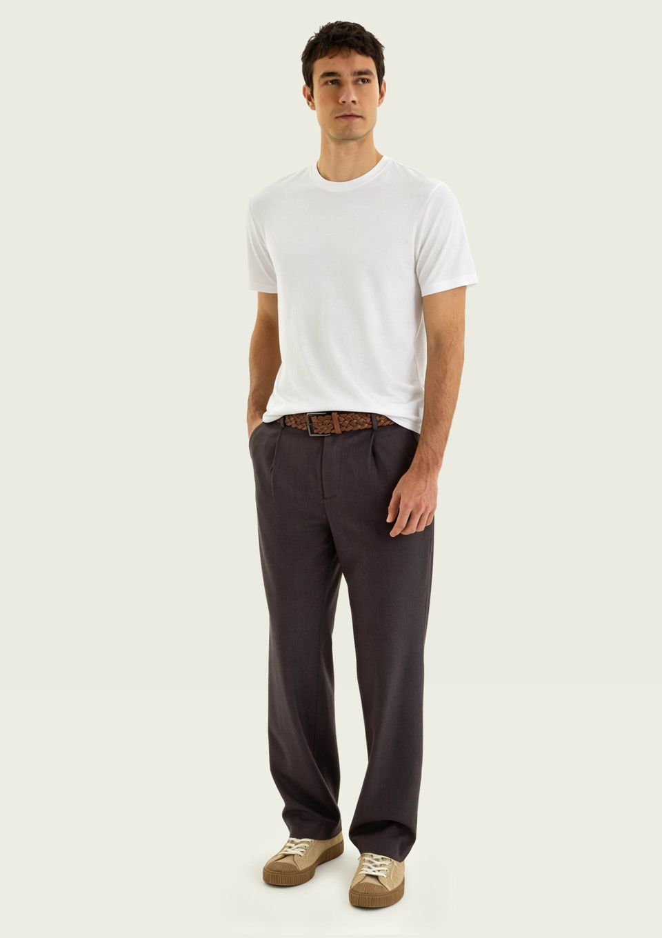 Camiseta Masculina Slim em Malha Tech - Off White