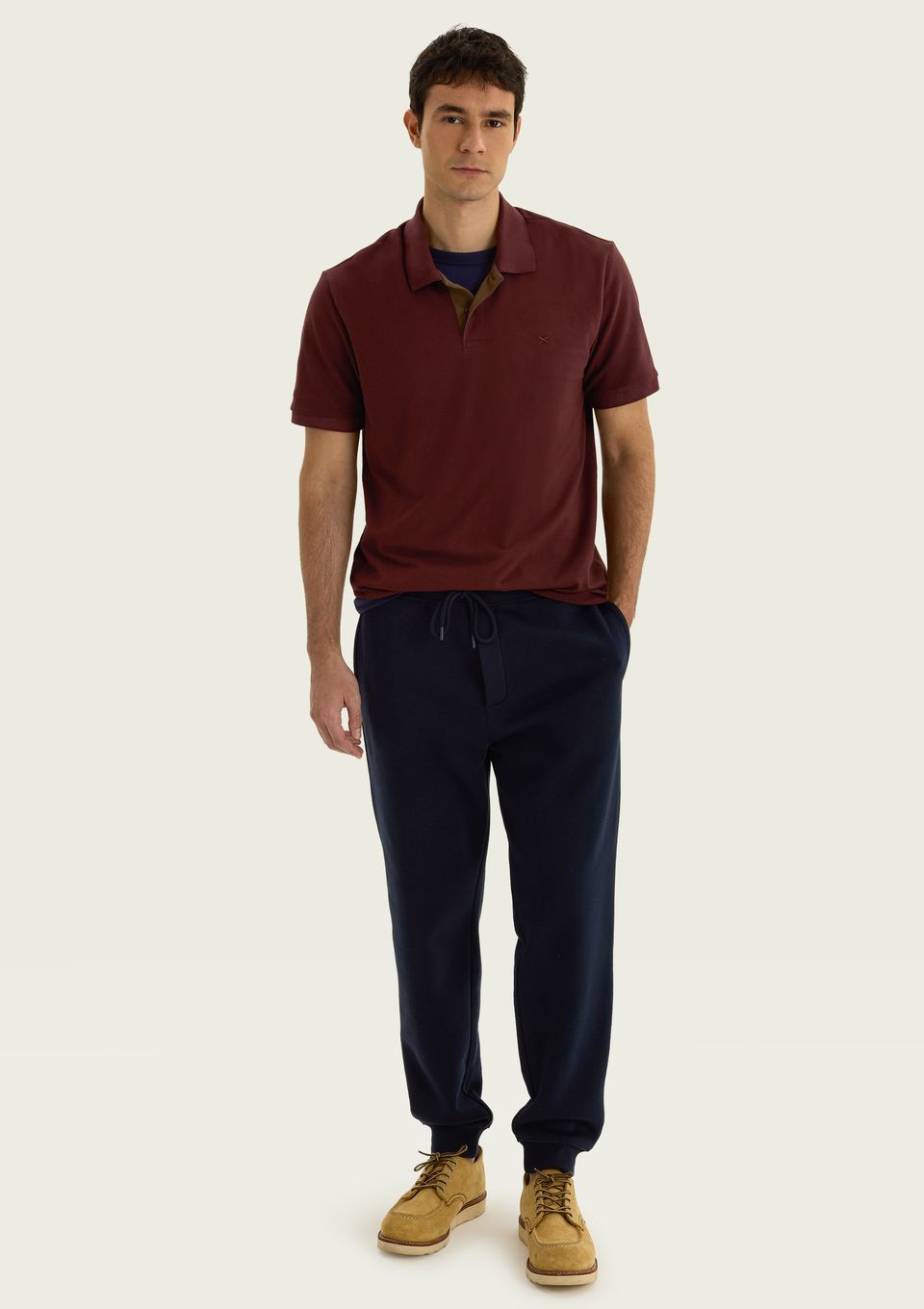 Calça Básica Masculina Jogger em Moletom Peluciado - Azul