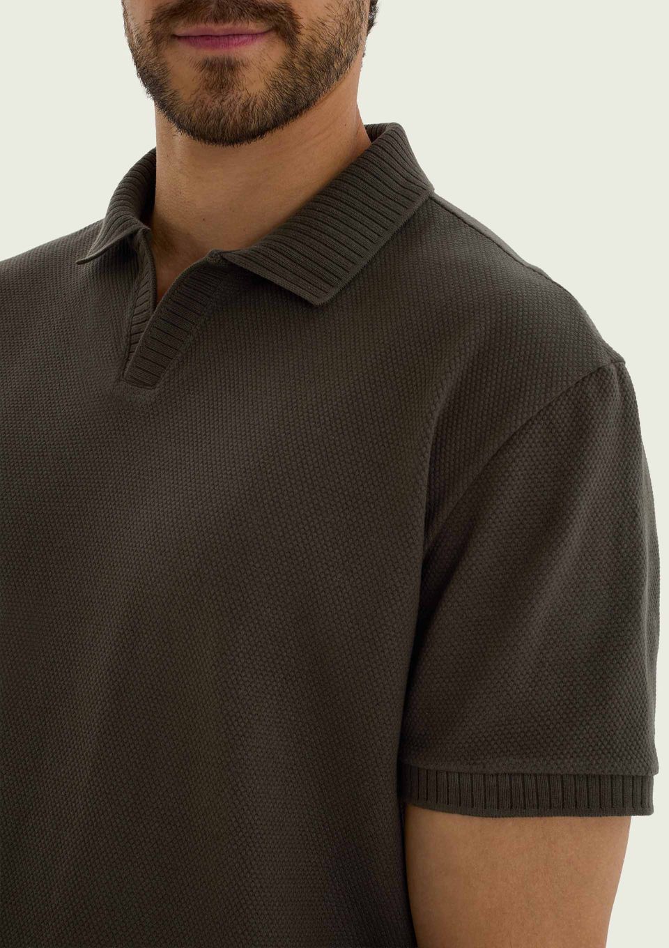 Camisa Polo Masculina Manga Curta Texturizada - Verde