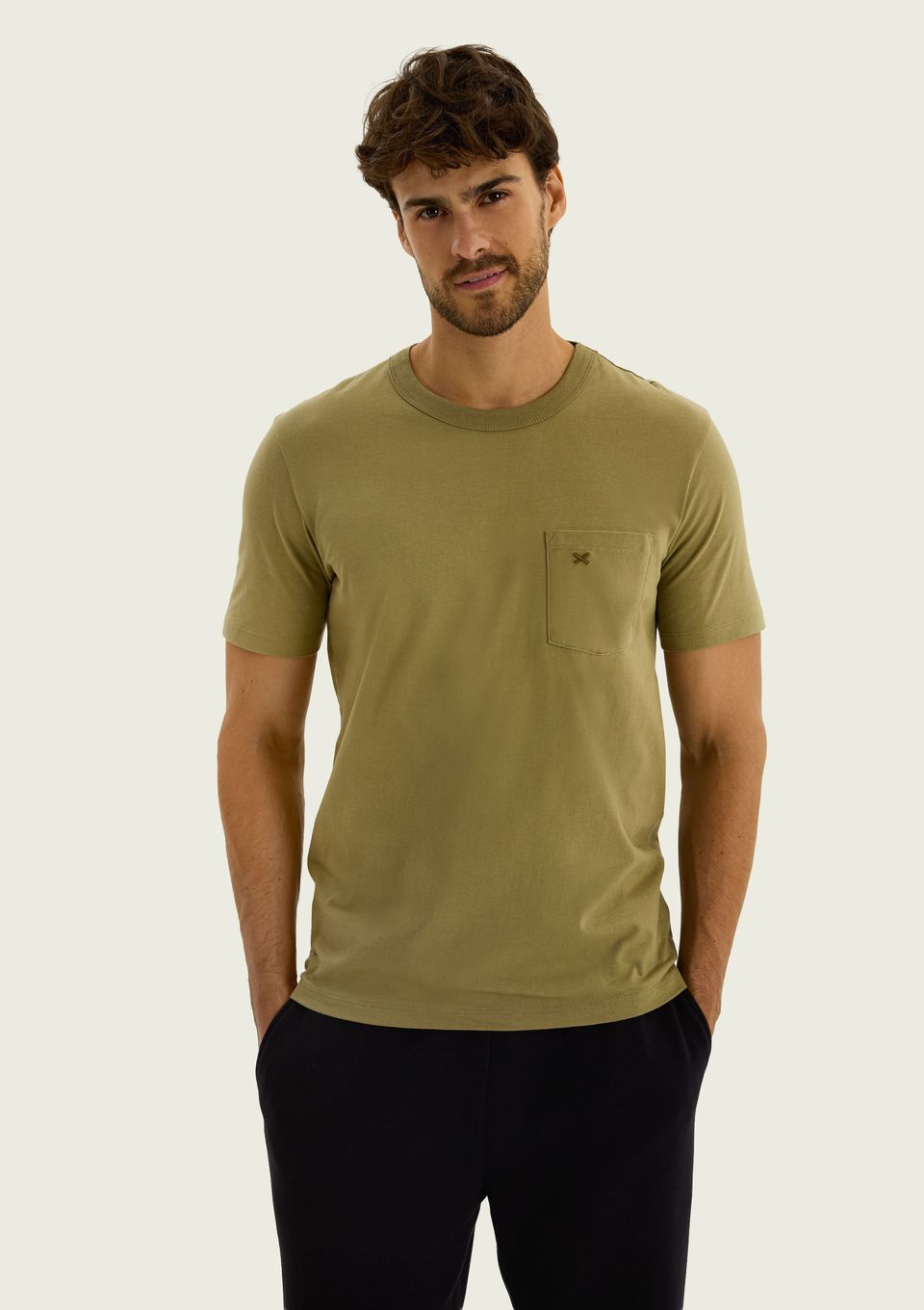 Camiseta Masculina Manga Curta com Bolso - Verde