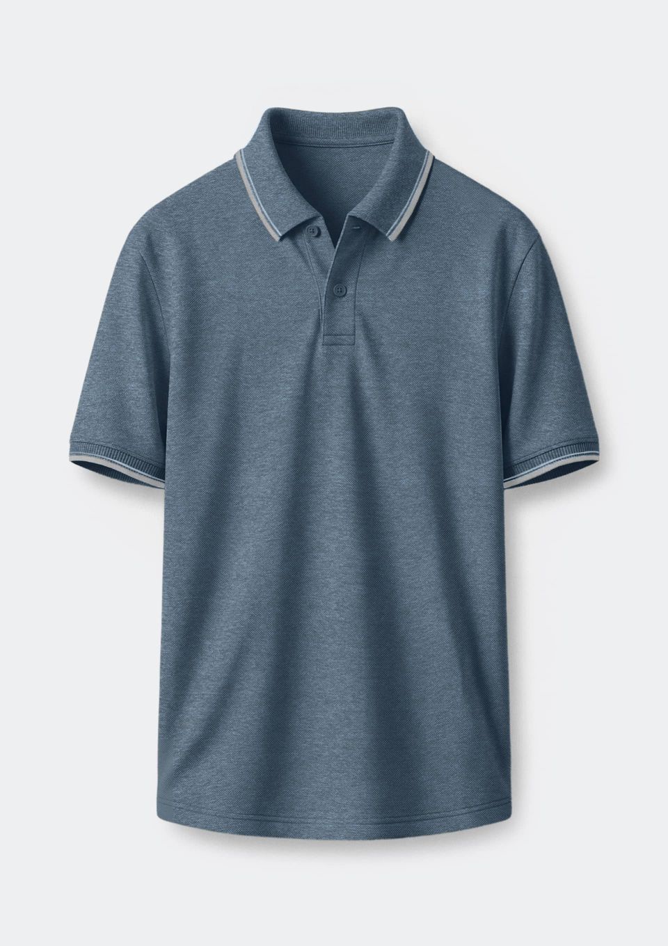 Camisa Polo Básica Masculina Manga Curta em Piquet - Azul