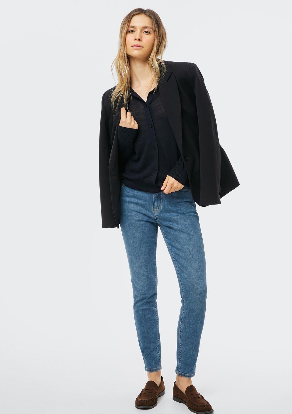 Calça Jeans Feminina Skinny Cintura Média - Azul