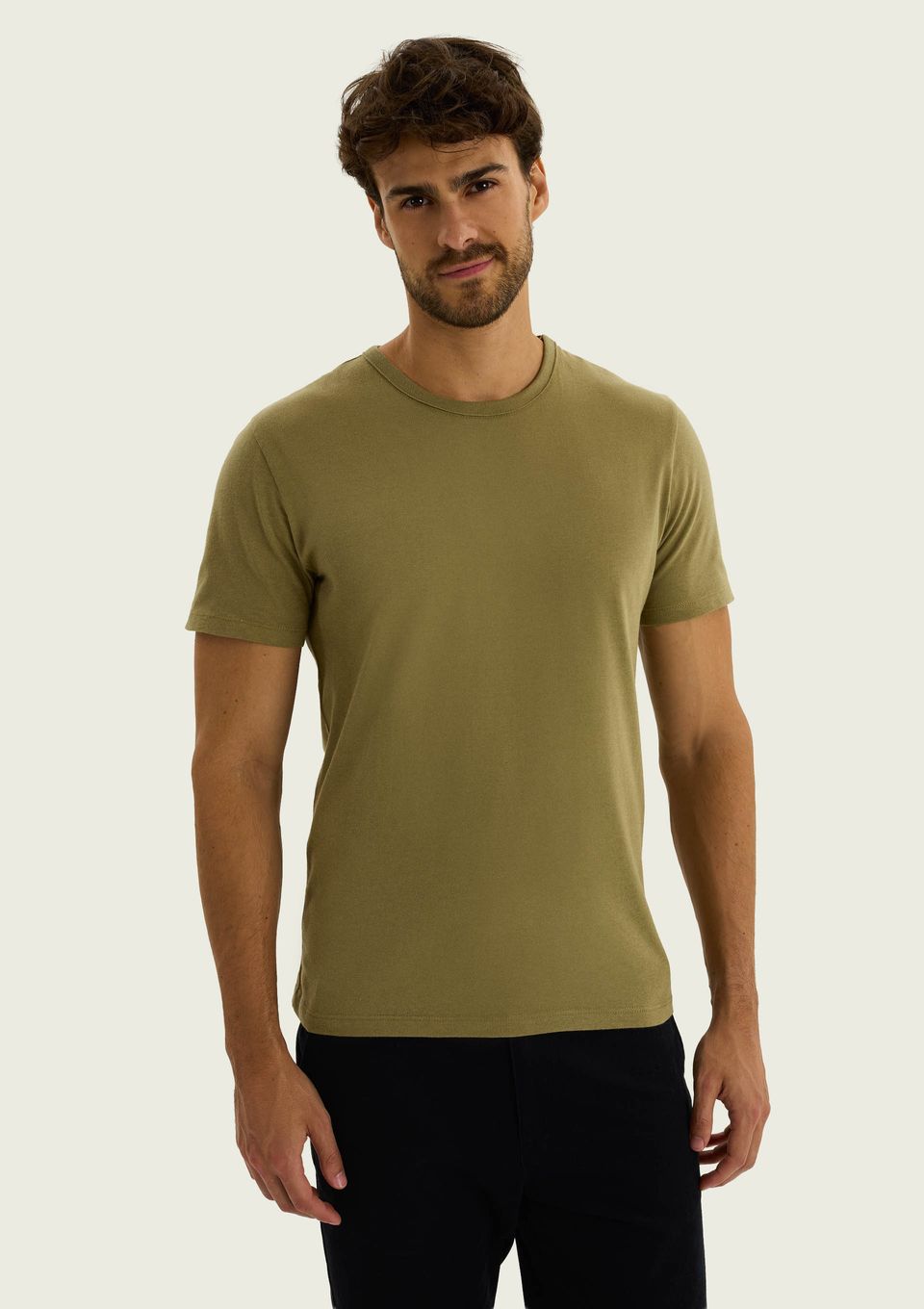 Camiseta Básica Masculina Manga Curta Slim - Verde