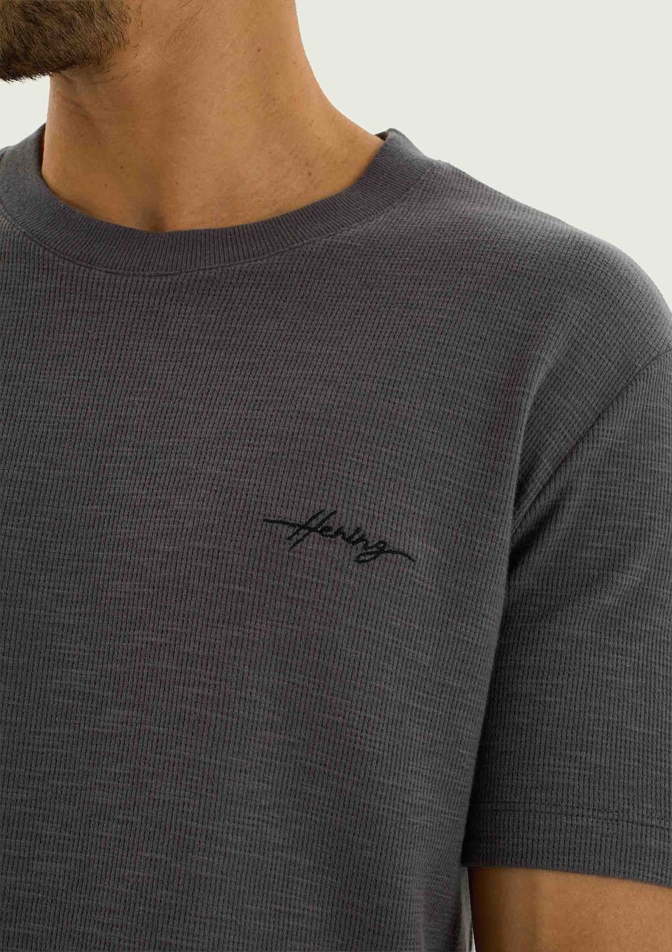 Camiseta Masculina Manga Curta com Bordado - Cinza