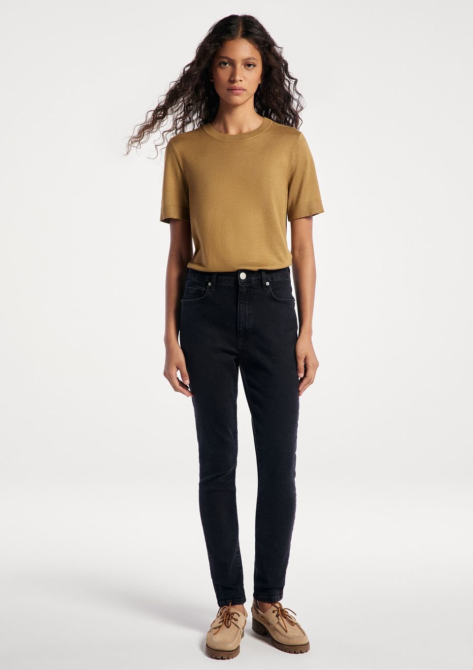 Calça Jeans Feminina Skinny Cintura Média - Preto