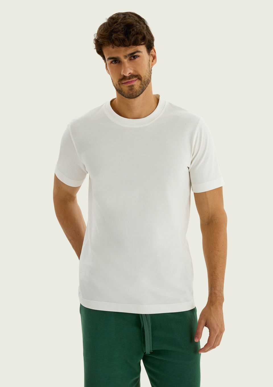 Camiseta Masculina em Malha Piquet Pima - Off White