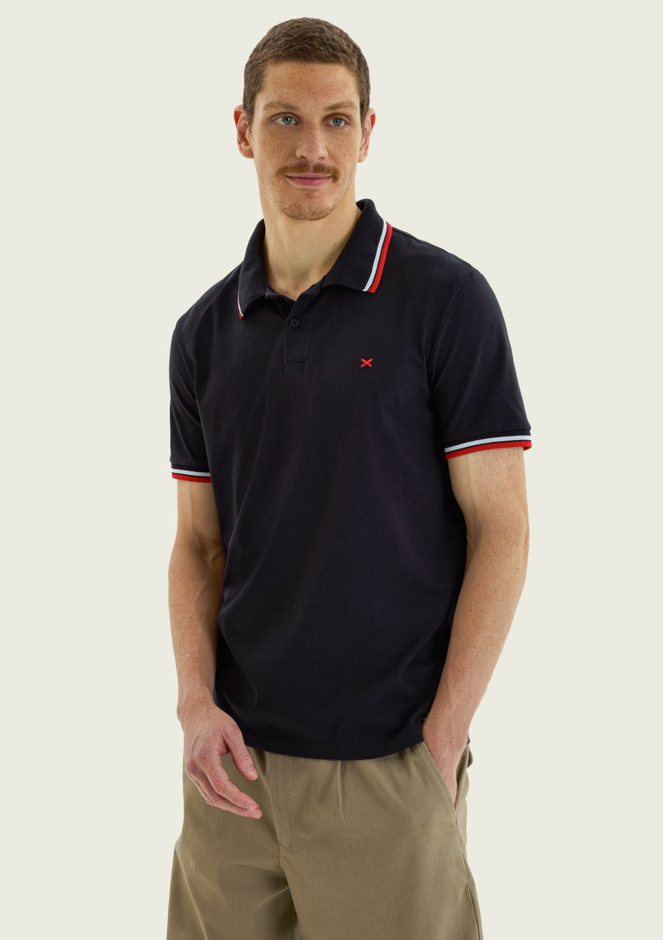 Camisa Polo Masculina Encorpada - Preto