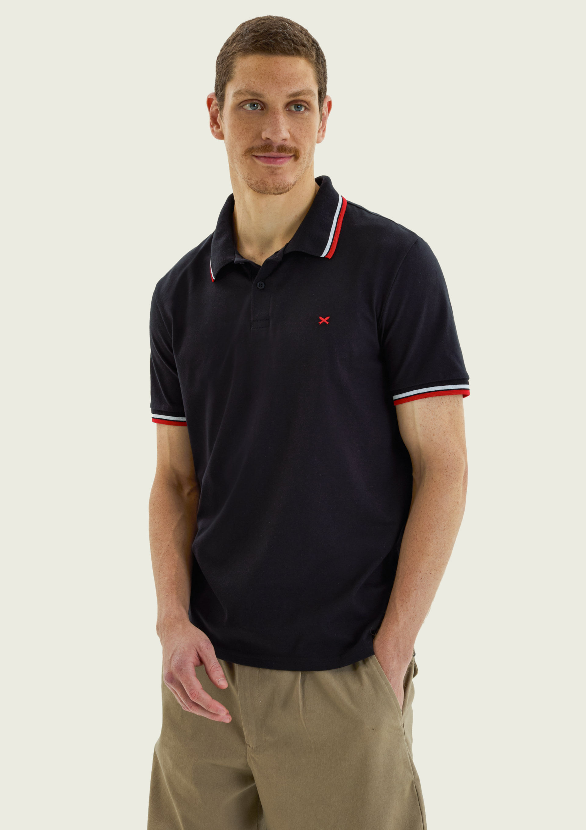 Camisa Polo Masculina Encorpada - Preto