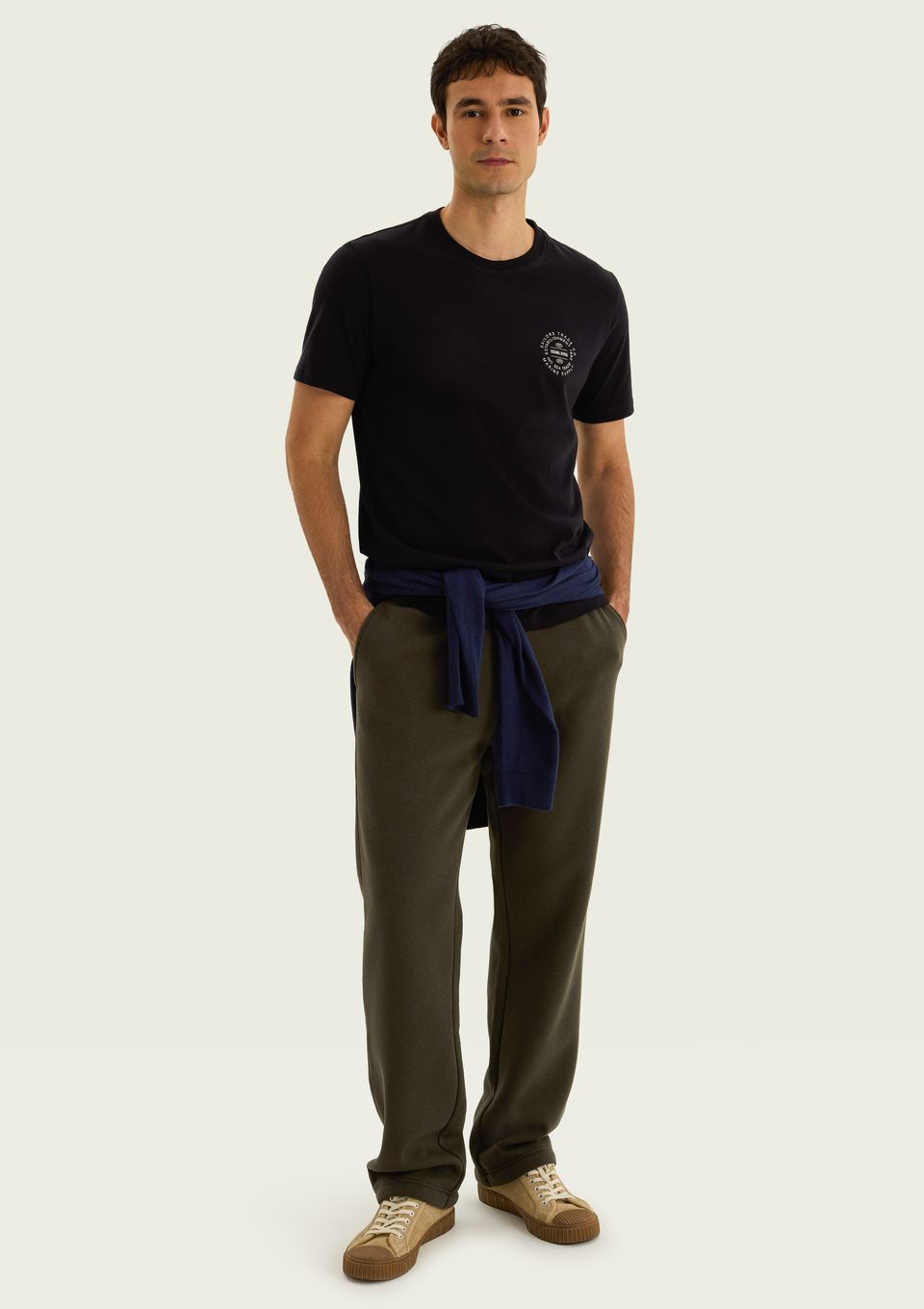 Calça Masculina Reta em Moletom Fleece - Verde