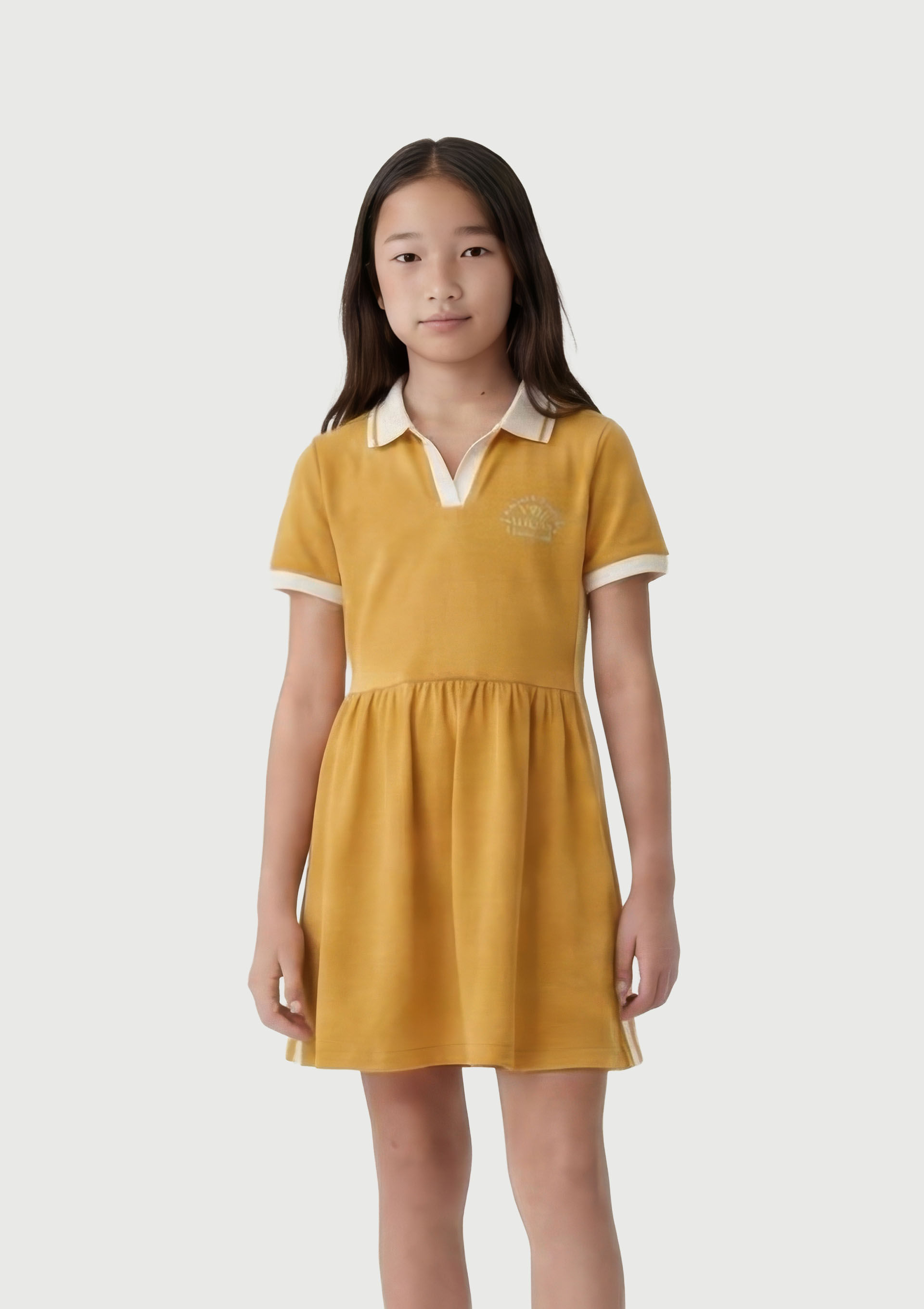 Vestido Polo Infantil Curto em Malha - Amarelo — Hering