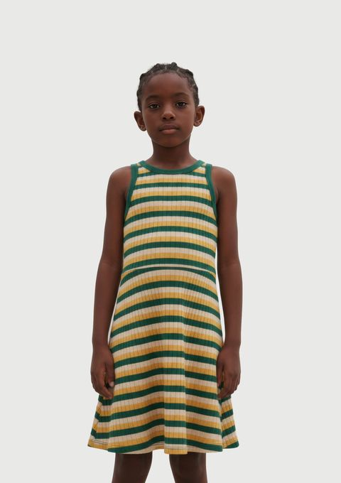 Vestido Infantil Curto Torcida em Ribana Canelada - Verde — Hering